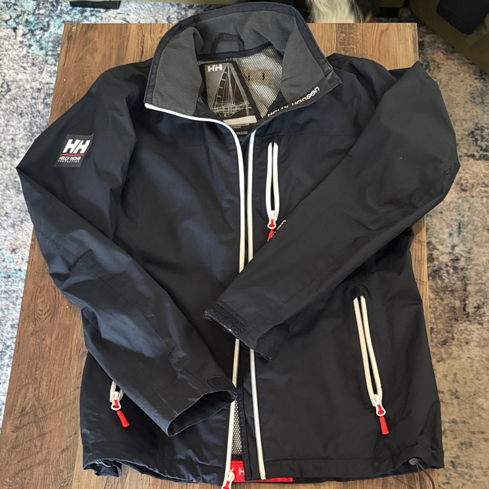 Helly Hansen Men's Navy Raincoat with Red Accents